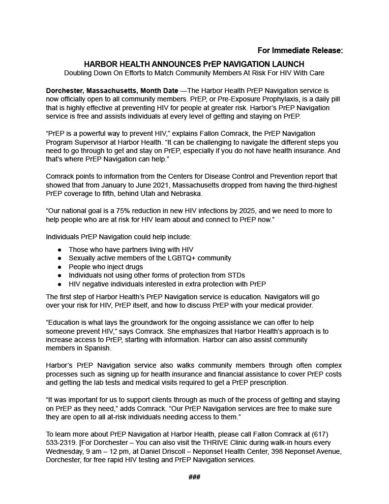 PrEP Press Release