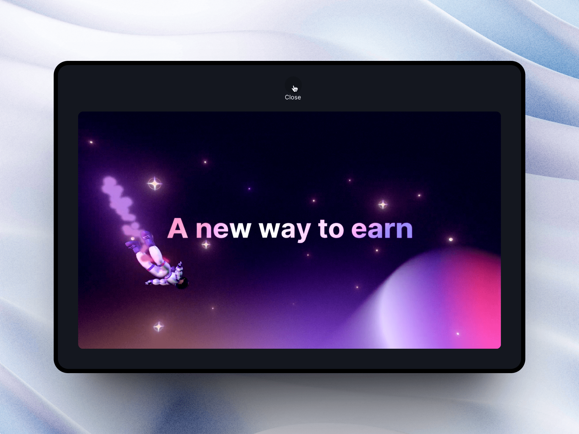 custom cursor-follow button to close video overlay