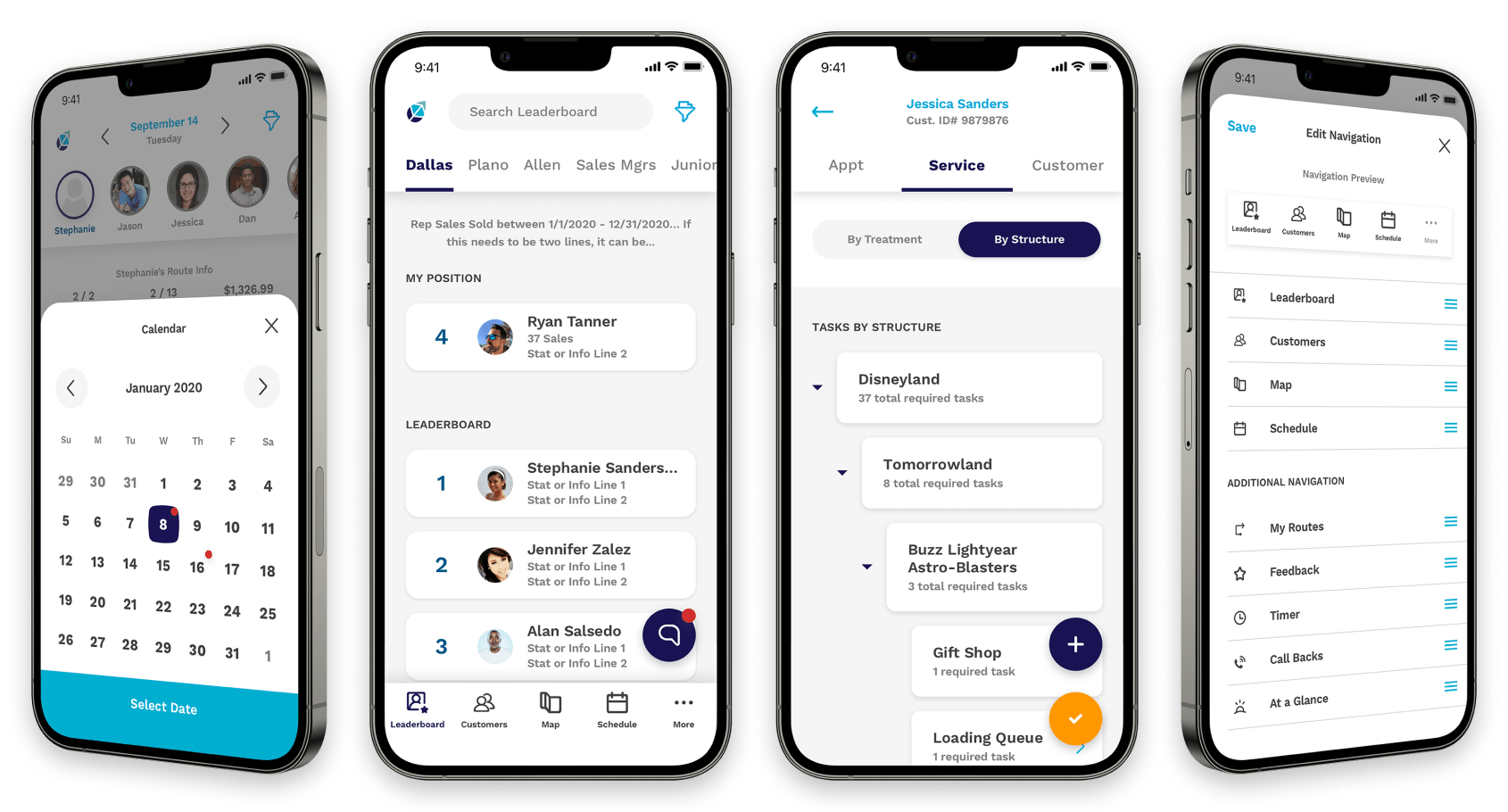 Final designs of the new FieldRoutes mobile app