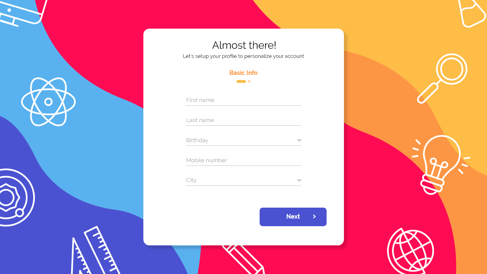 Sign up page 2