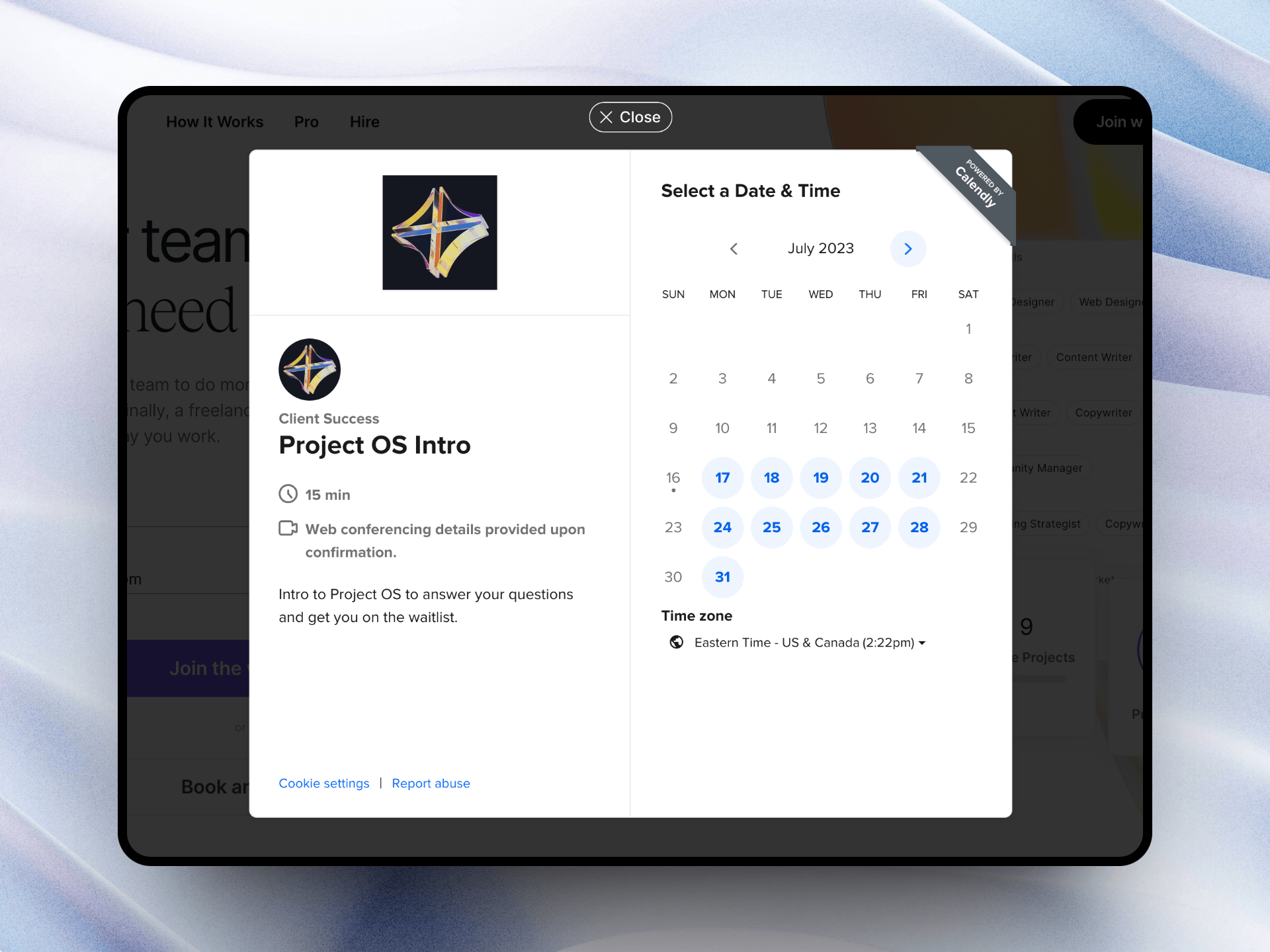 calendly integration on overlay