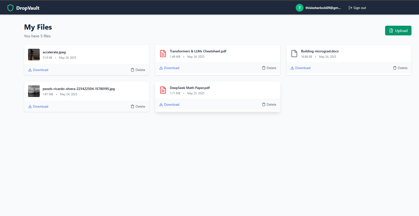 DropVault - My Dashboard