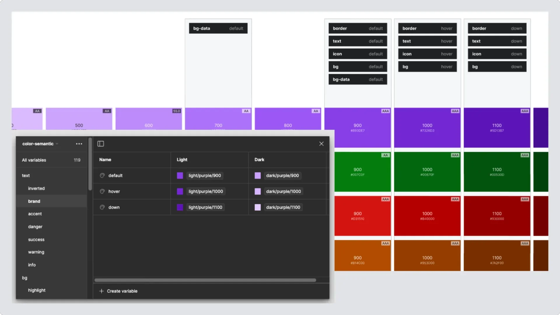 Semantic color variables.