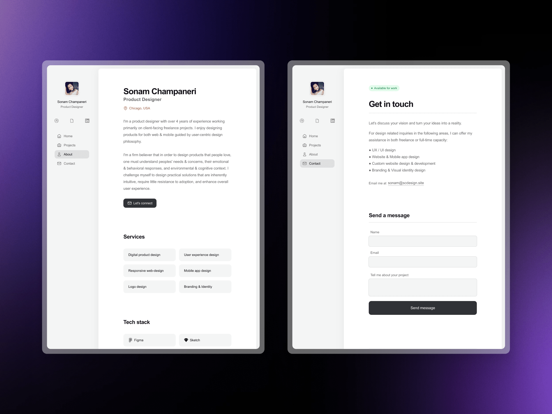 SC about and contact page