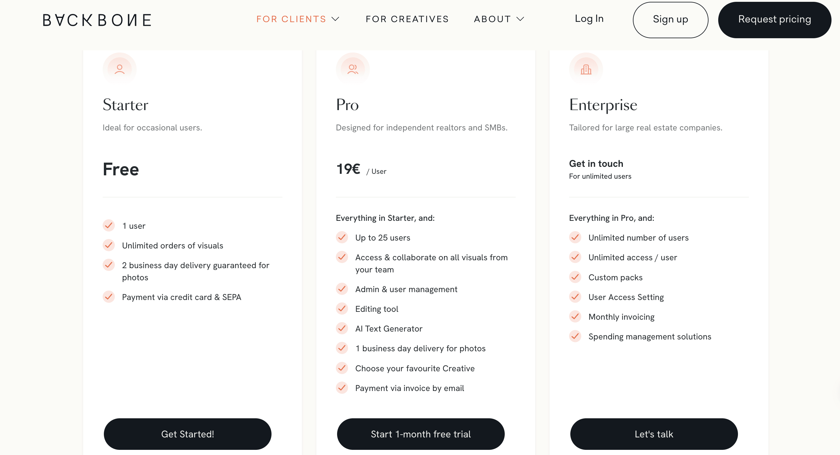 Pricing page