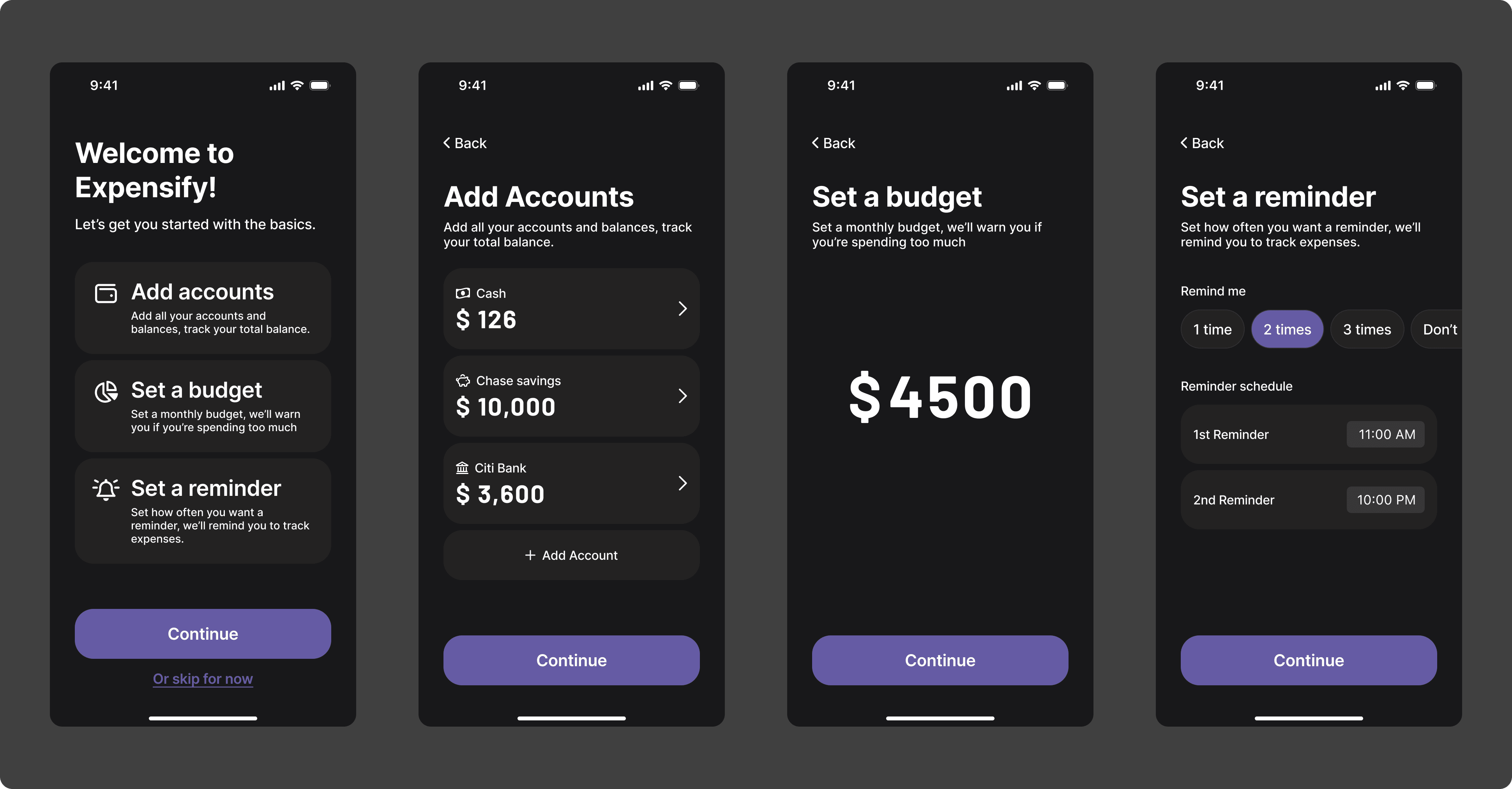 Onboarding / dark mode