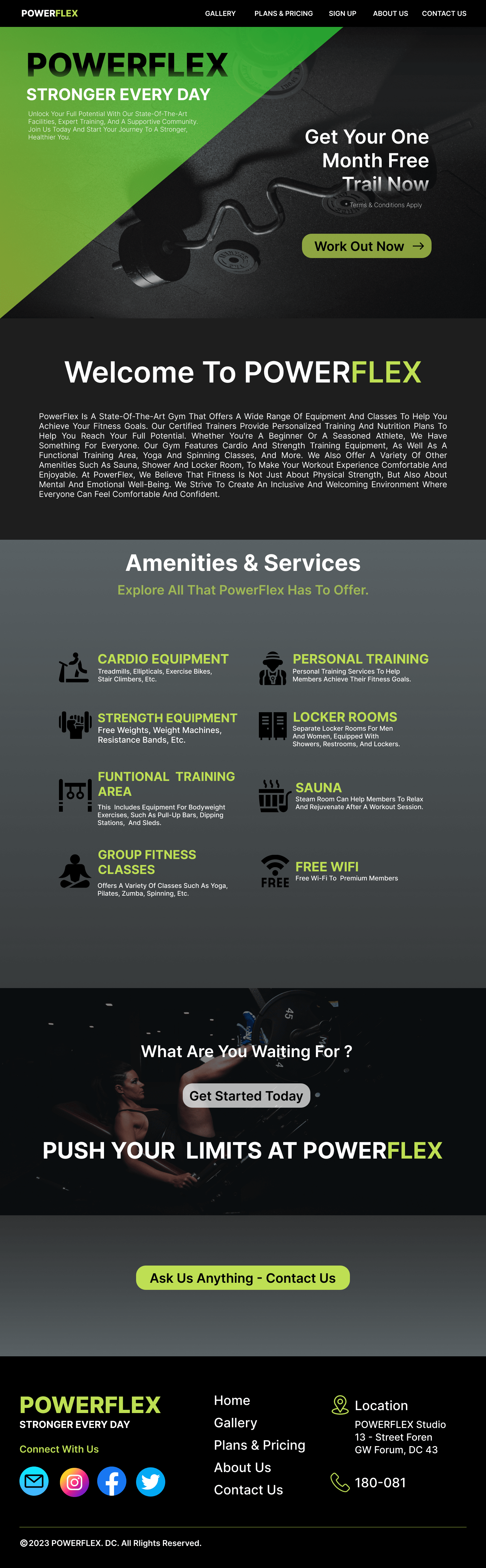 "Welcome to my landing page design project for PowerFlex Gym. The Primary goal was to create a visually stunning and highly effective landing page that captures the attention of visitors and encourages them to take action. The landing page features a clear headline, a call-to-action button, and information about the gym's location, and classes offered. The design is optimized for conversions and easy to navigate, ensuring that visitors can find the information they need and take action quickly and easily. Hope you enjoy this design and I am looking forward to your feedback."