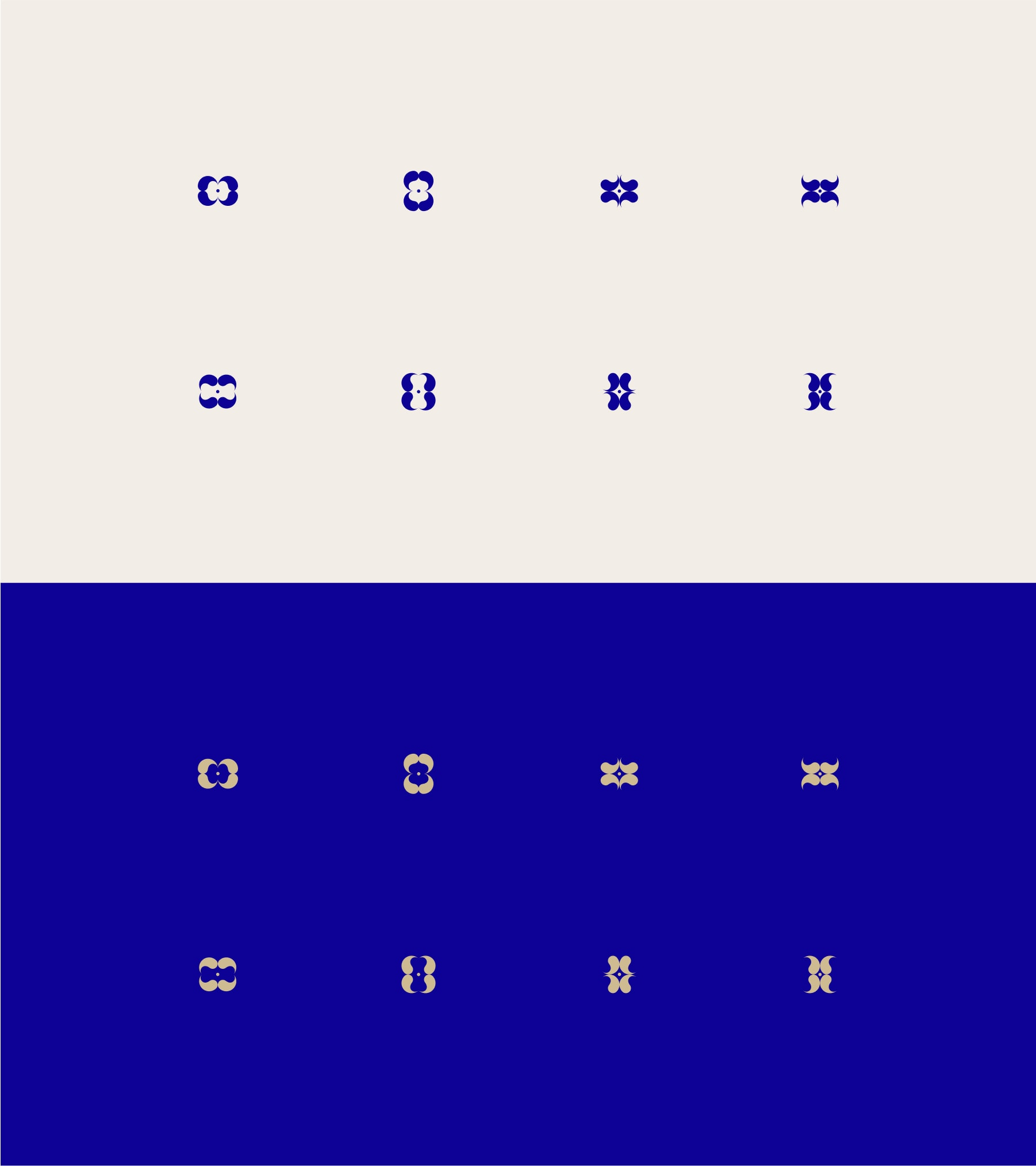 The iconography system plays with the different elements found on the Ying yang symbol.