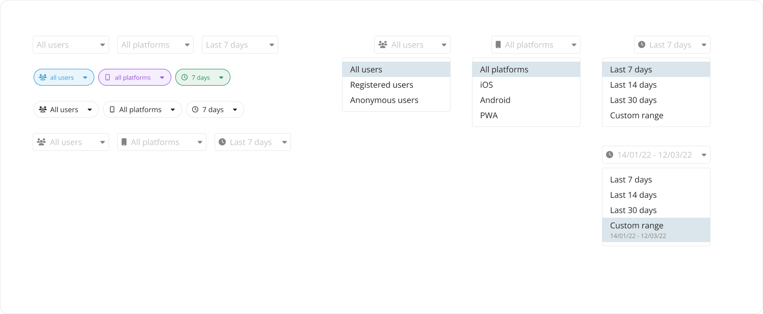 Filter UI options