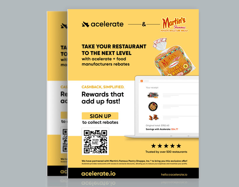 Black yellow flyer design for acelerate, martins potato