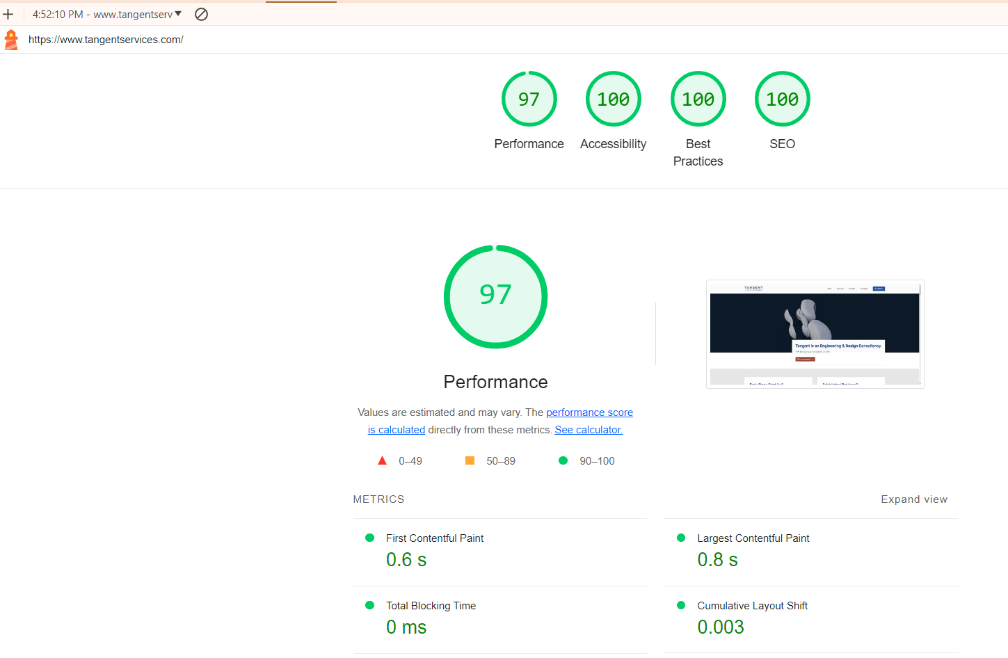 New Craft CMS Site Looking Good on All Google Metrics