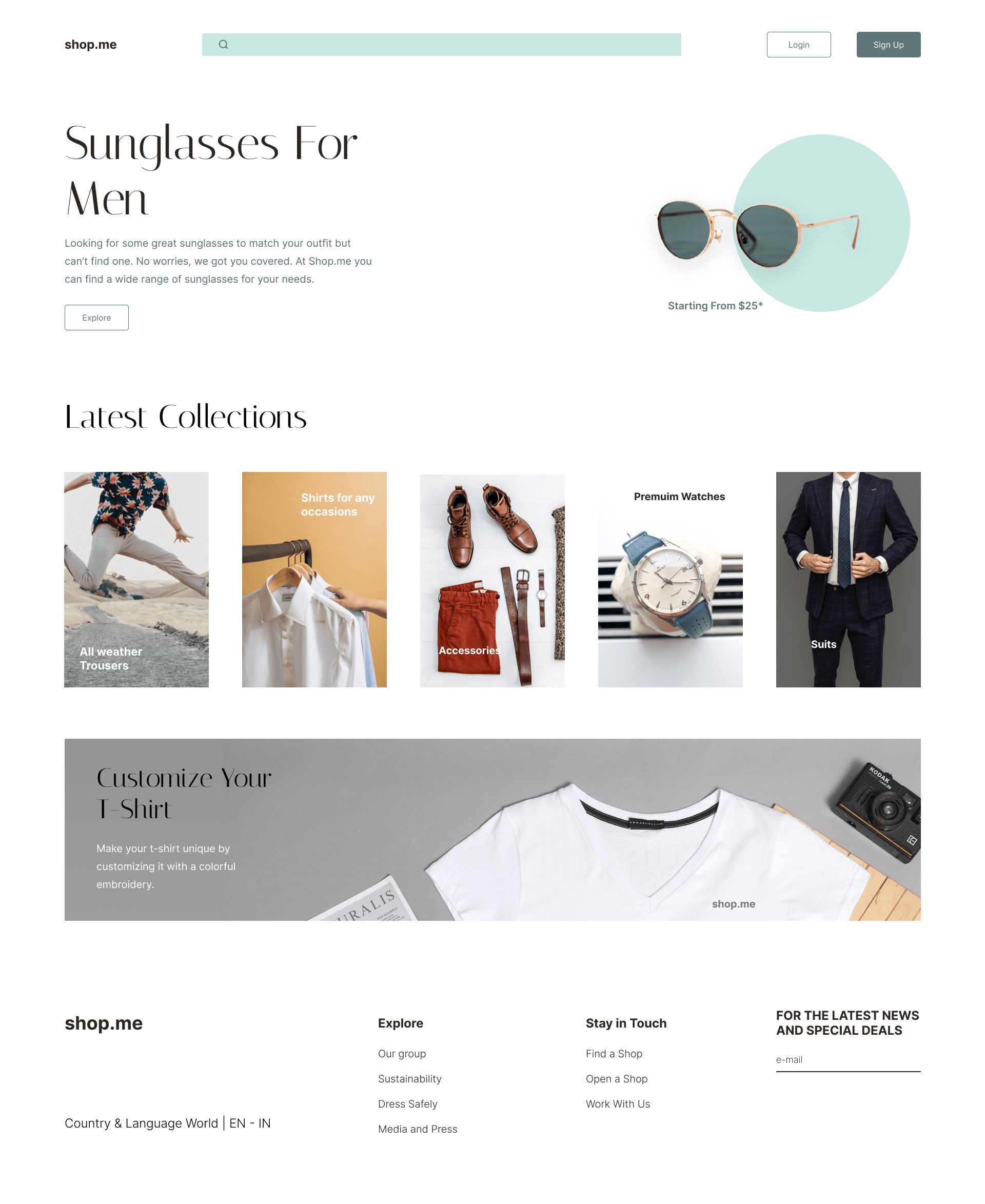 Featuring the Home Page for the Clothing Website.