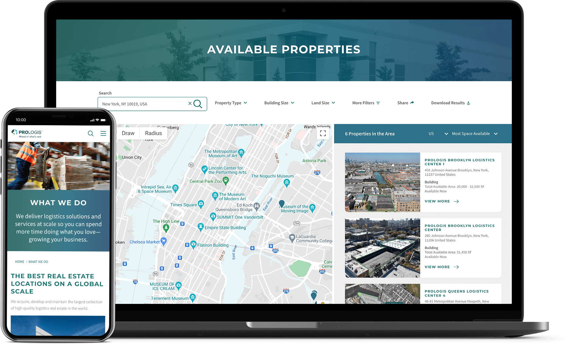 The updated design of Prologis.com