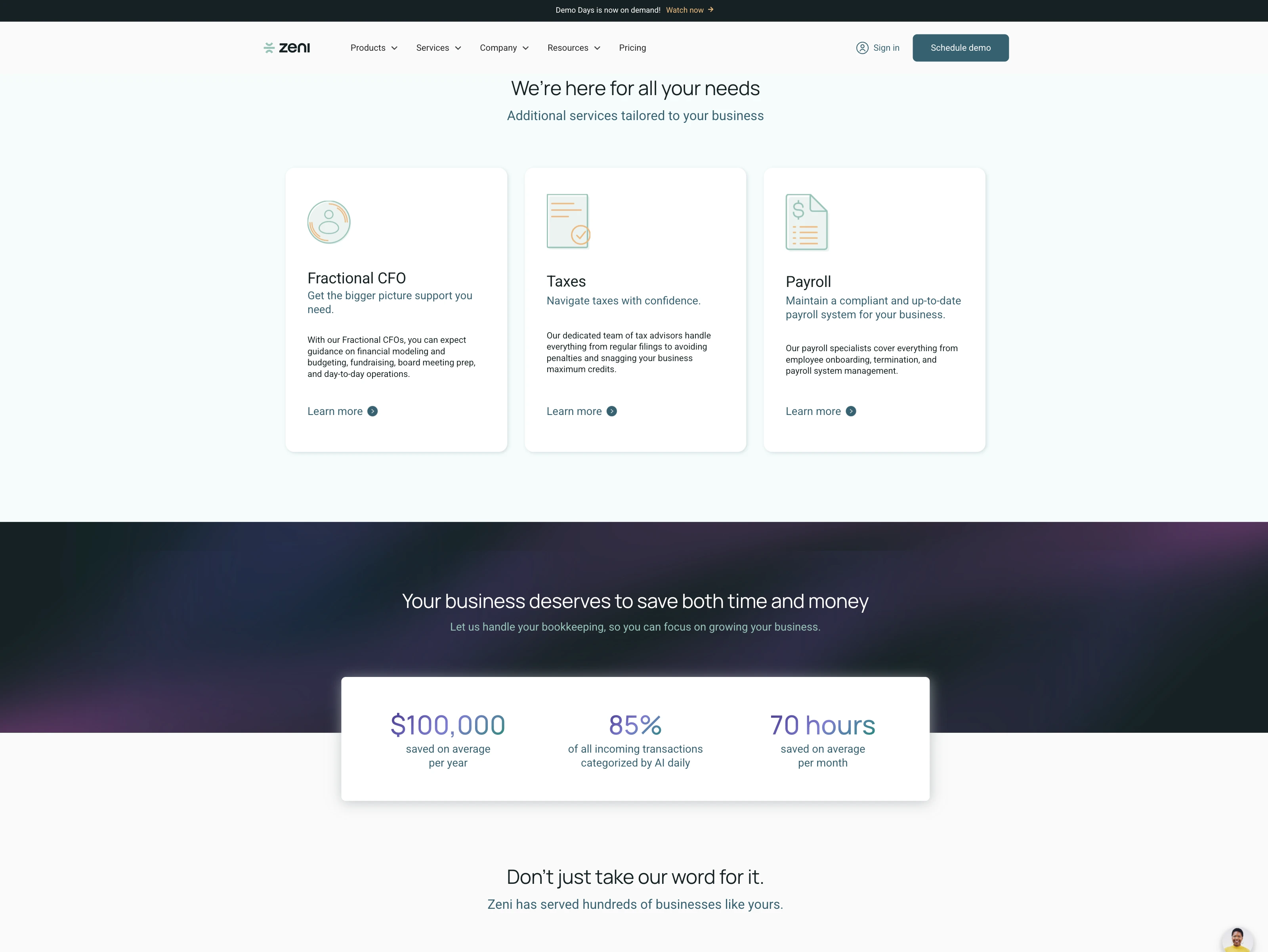 Home: Services Cards + Impact Insights 