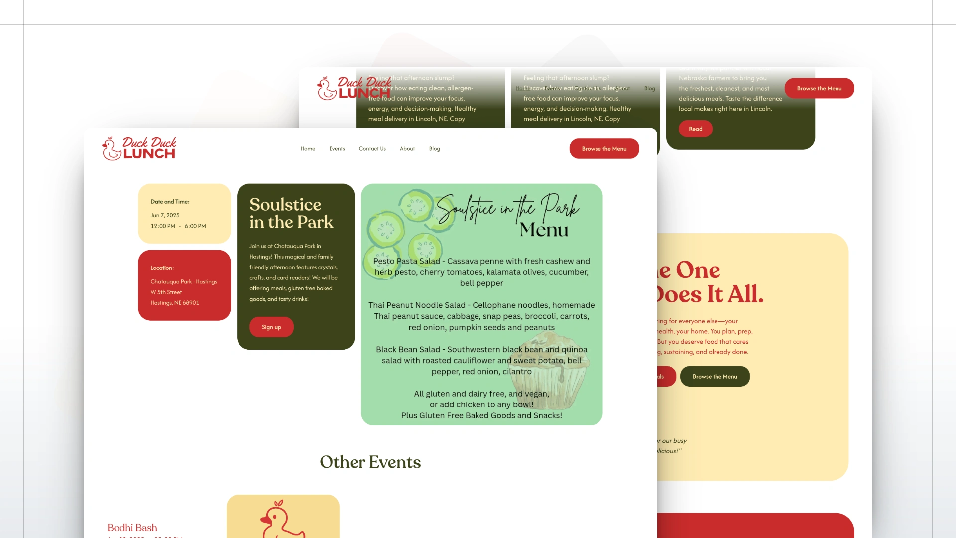 DuckDuckLunch - Framer CMS-powered website, built for scalability to host event listings, blog for SEO-optimization and more. 