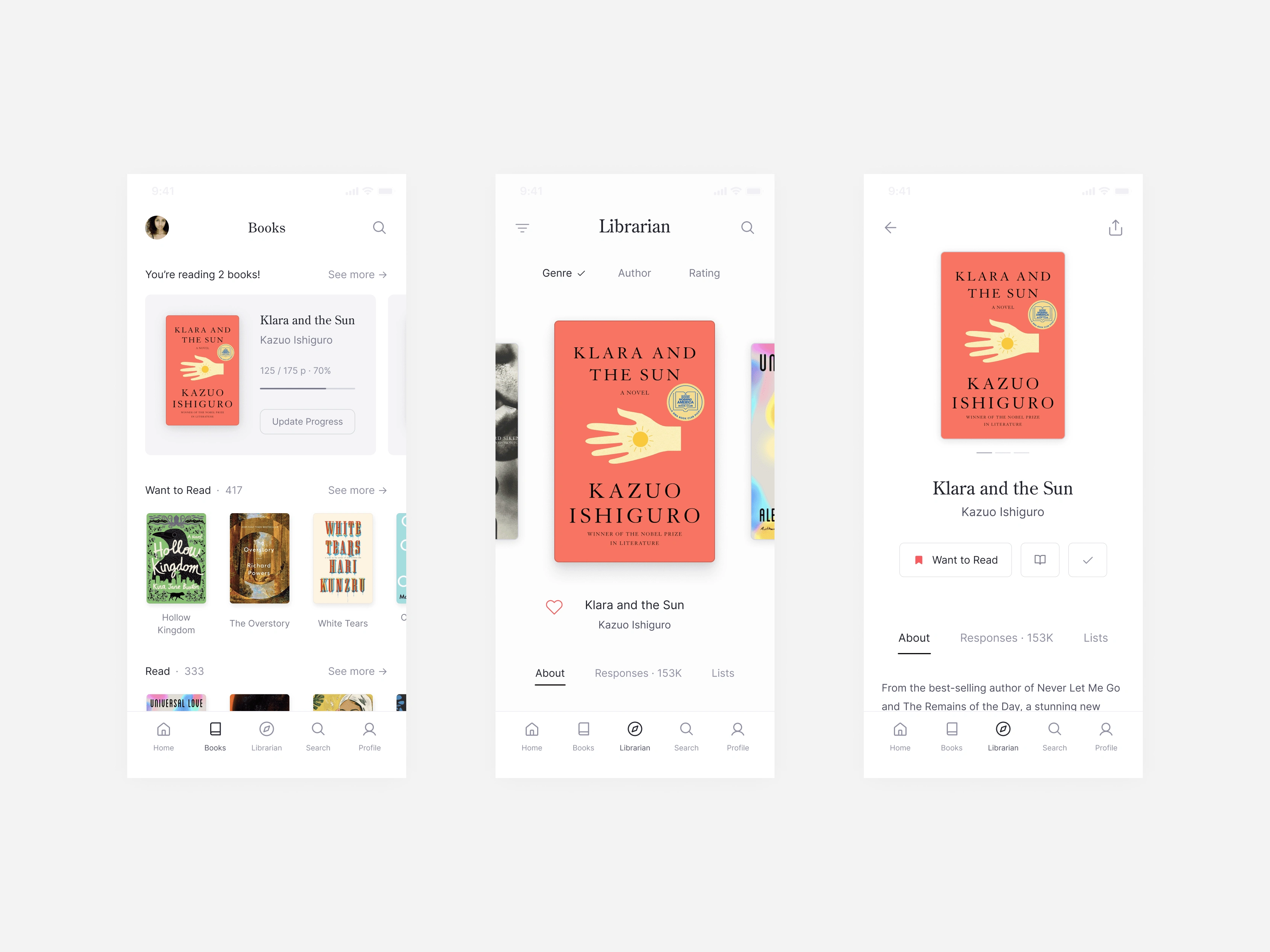 A reading companion app — track books, create lists, see community reviews, and use the Librarian feature for customized recommendations based on learned personal preference or by narrowing down with filters