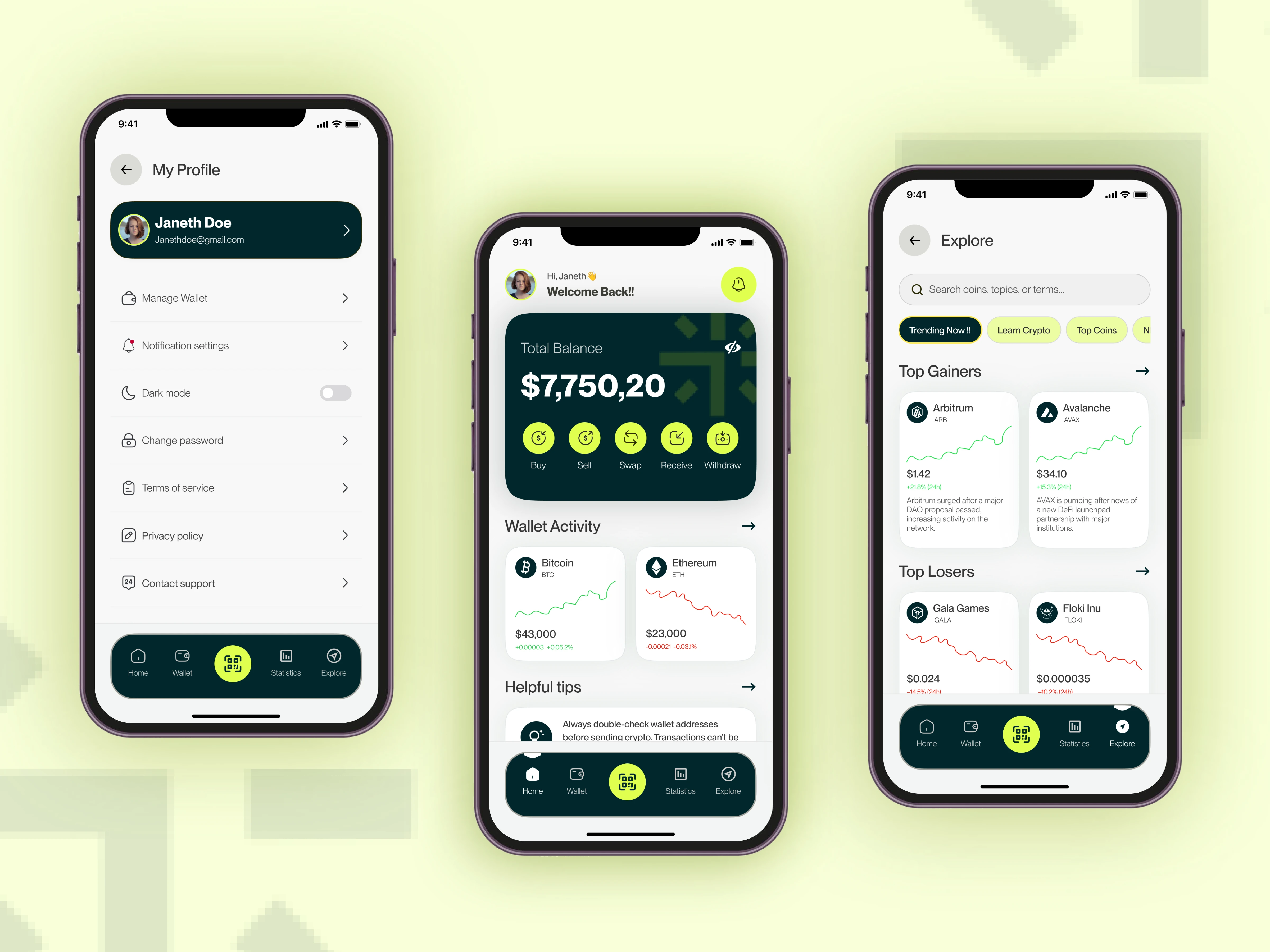 Profile/Home/Explore