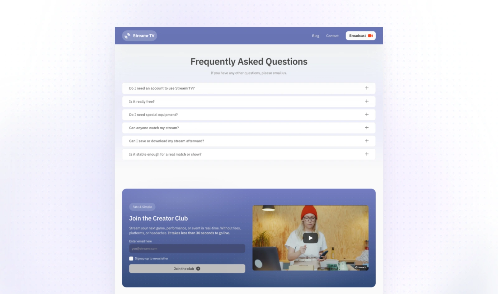 FAQ Section - StreamrTV