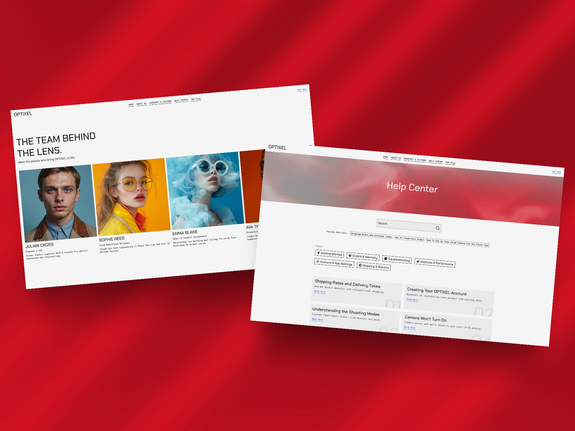 About Page & Help Center Page