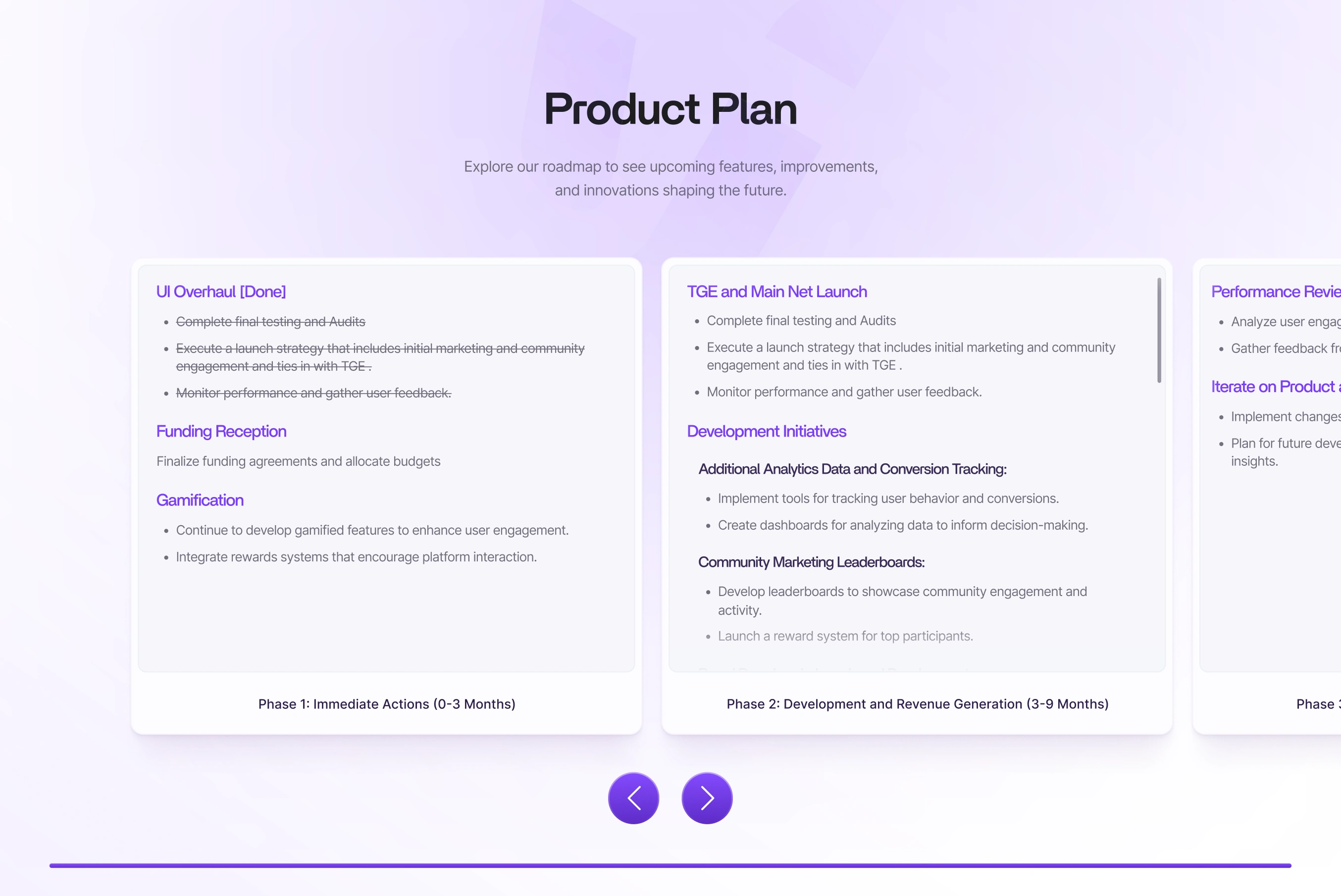 Product Plan Section