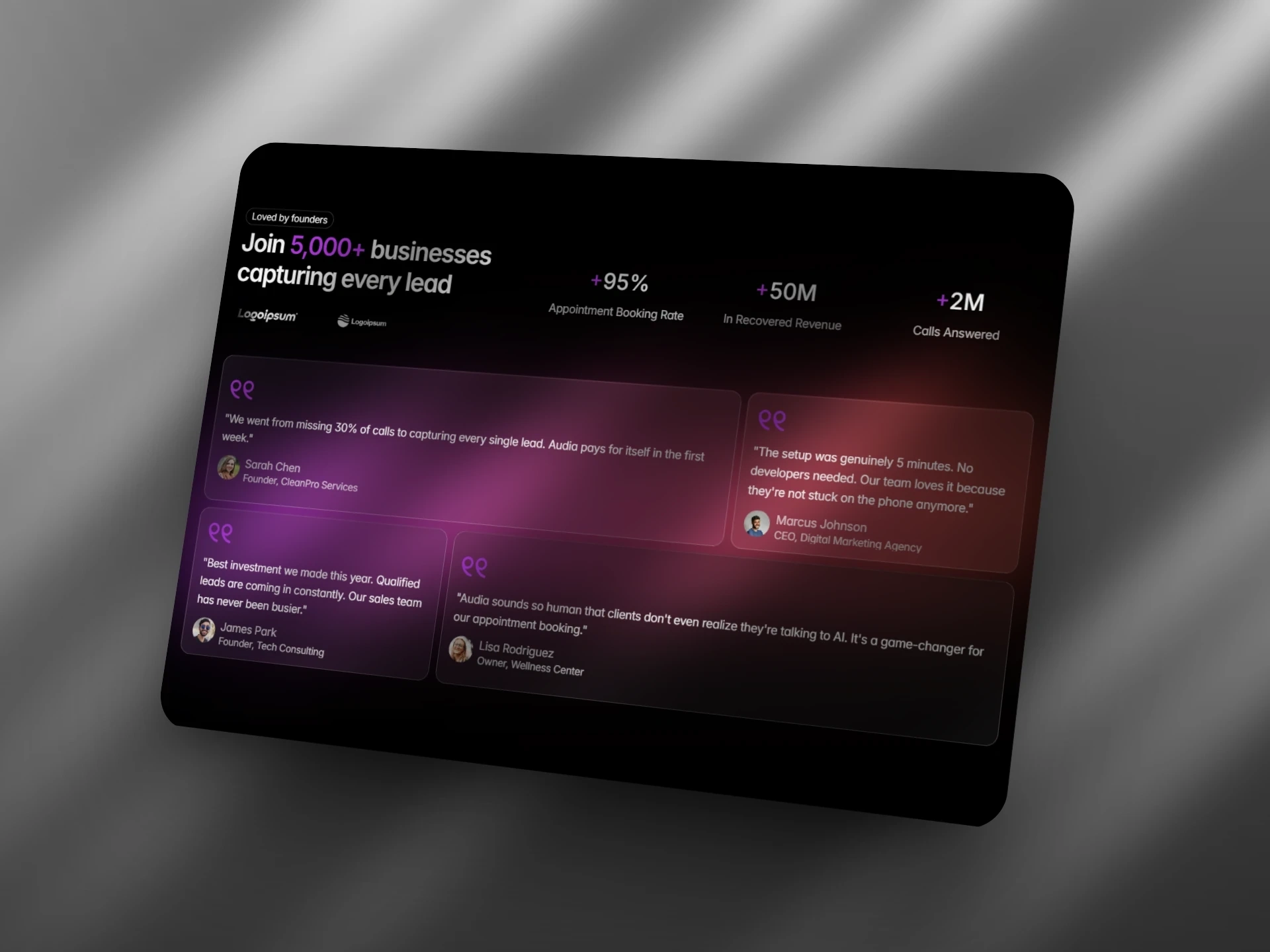 Testimonials section