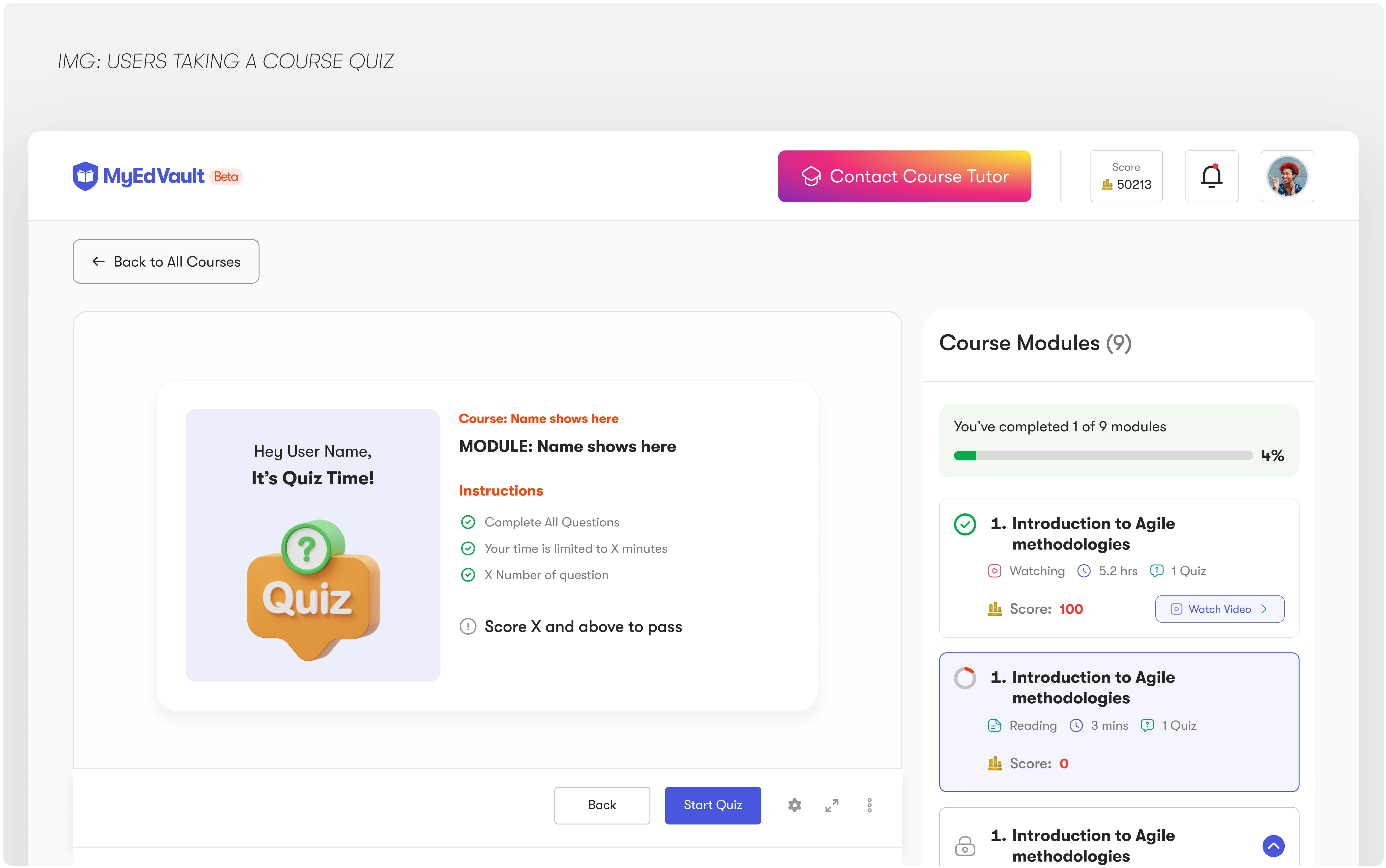Learners Take Quiz