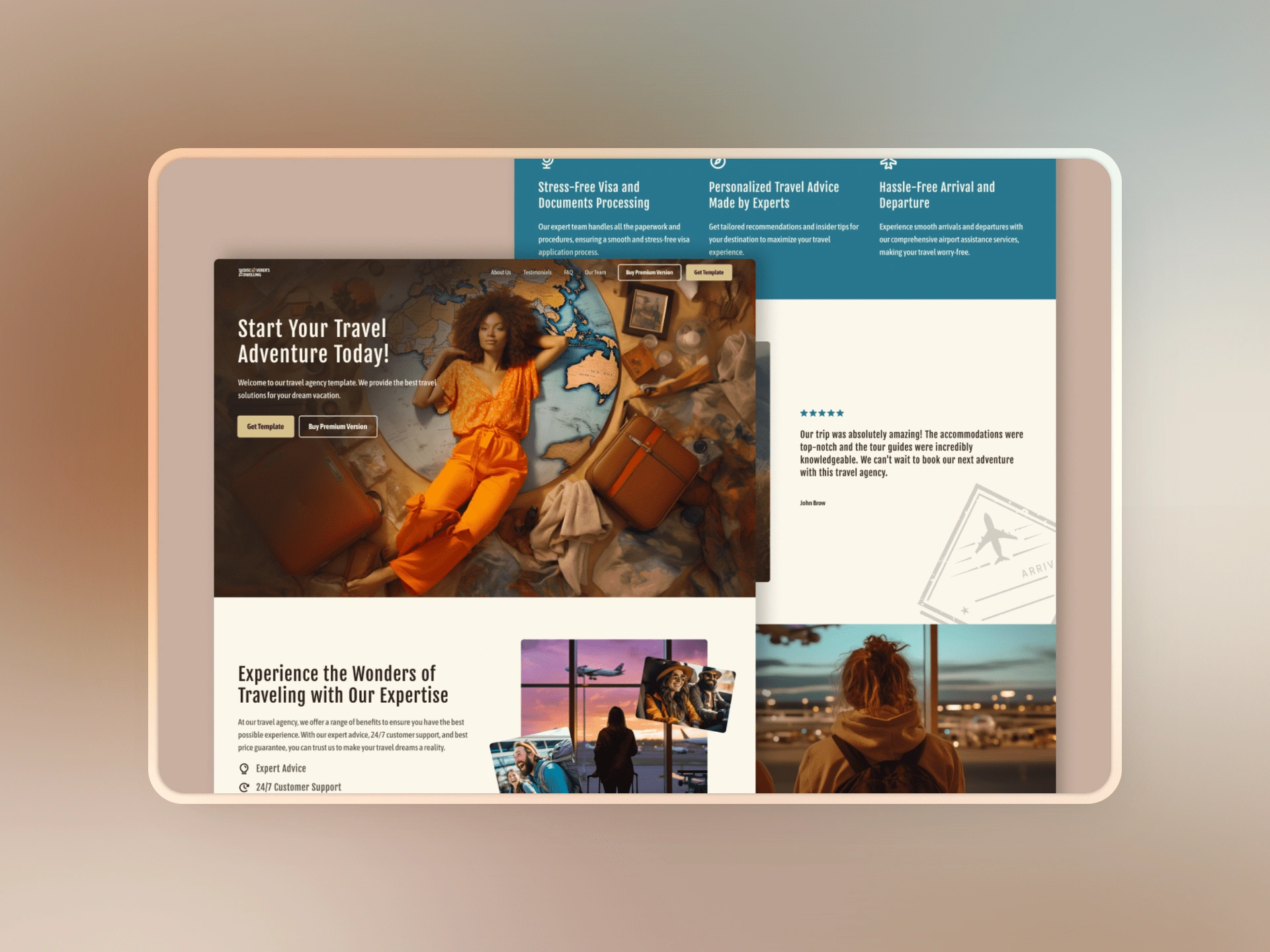 Discoverer's Dwelling is a one-page template for travel agencies, designed to captivate and inspire with its elegant, photo-focused design.