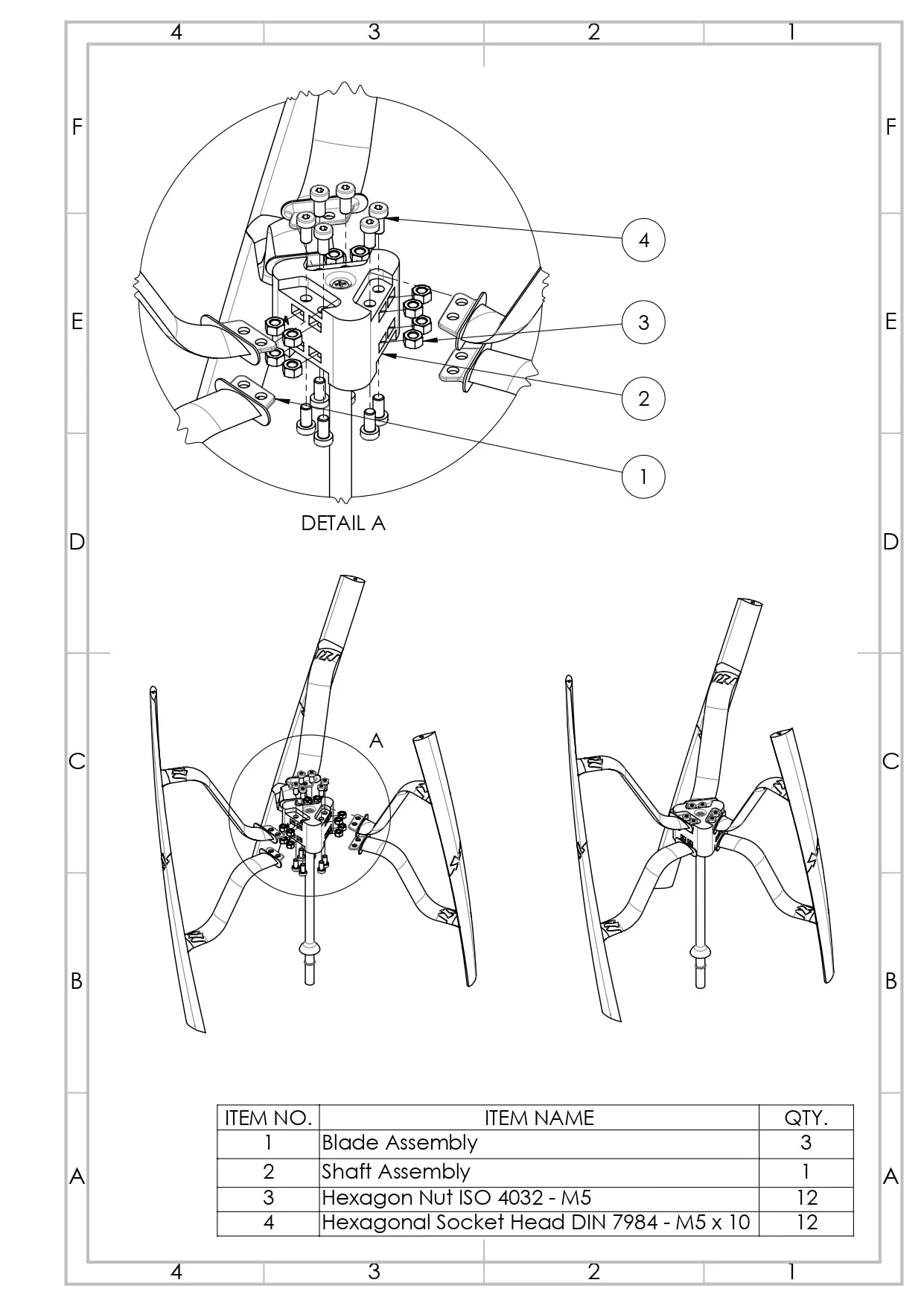 Parts of the product technical drawings & BOM, as a manual guide for the user.