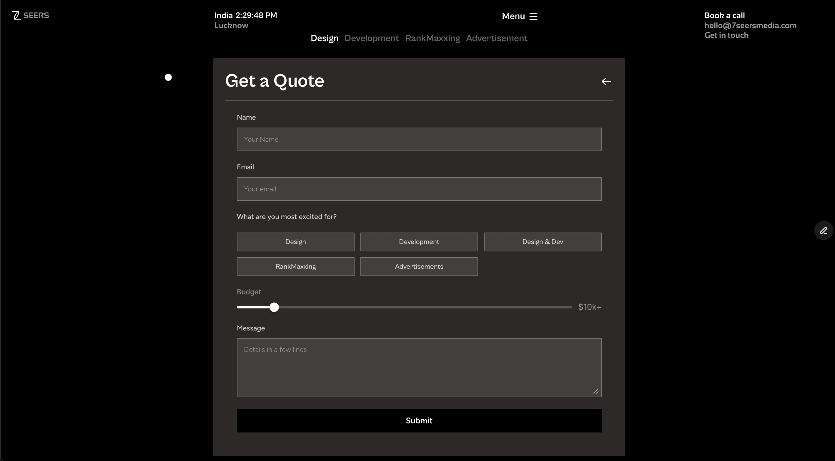 Get a Quote (Framer + Framer Forms)