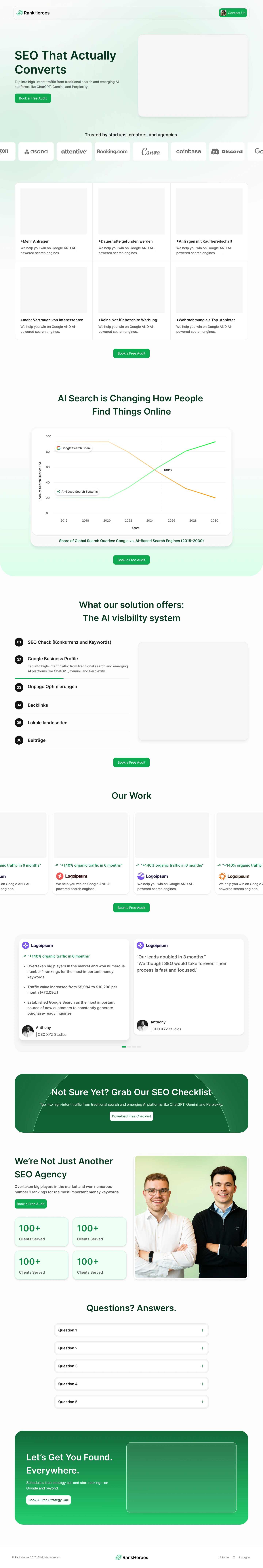 Wireframe of landing page