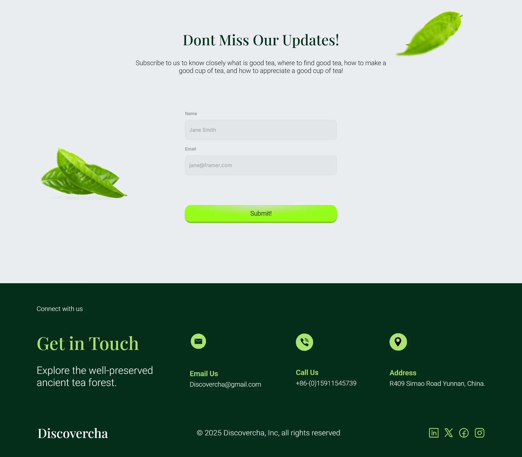 Dont miss our updates and footer