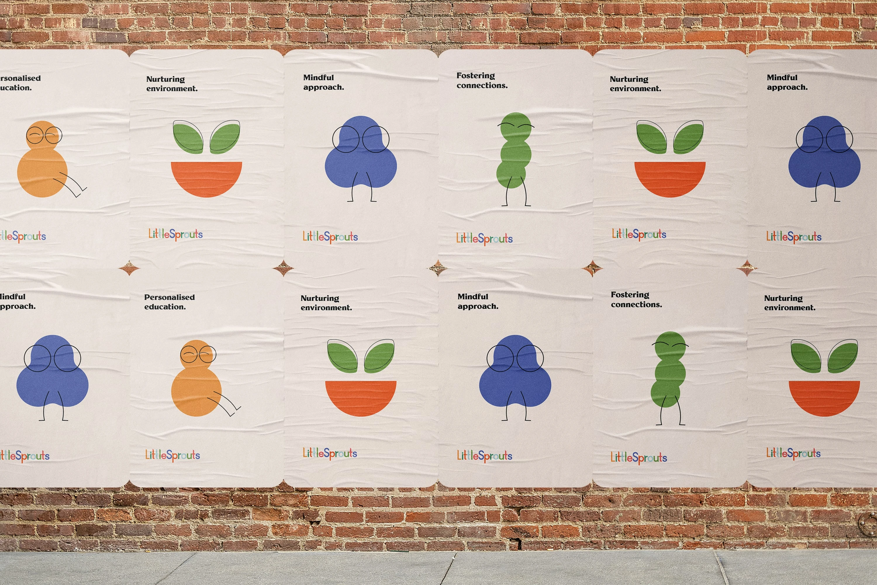 Joyful characters that illustrate the brand's values.