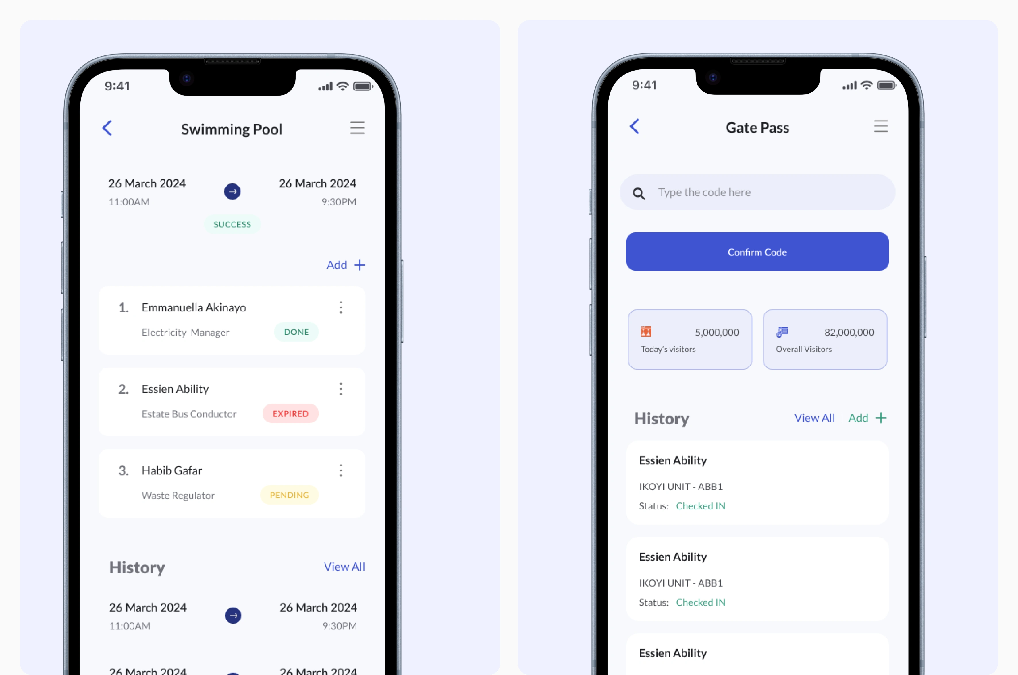 Screens - Maintenace, Access Pass