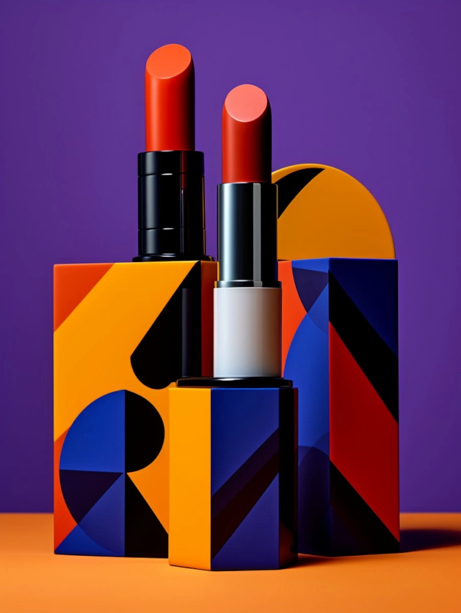 modern geometric lipstick still life