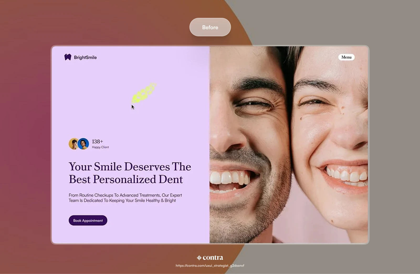 Before Version Of a BrightSmile Web Redesign