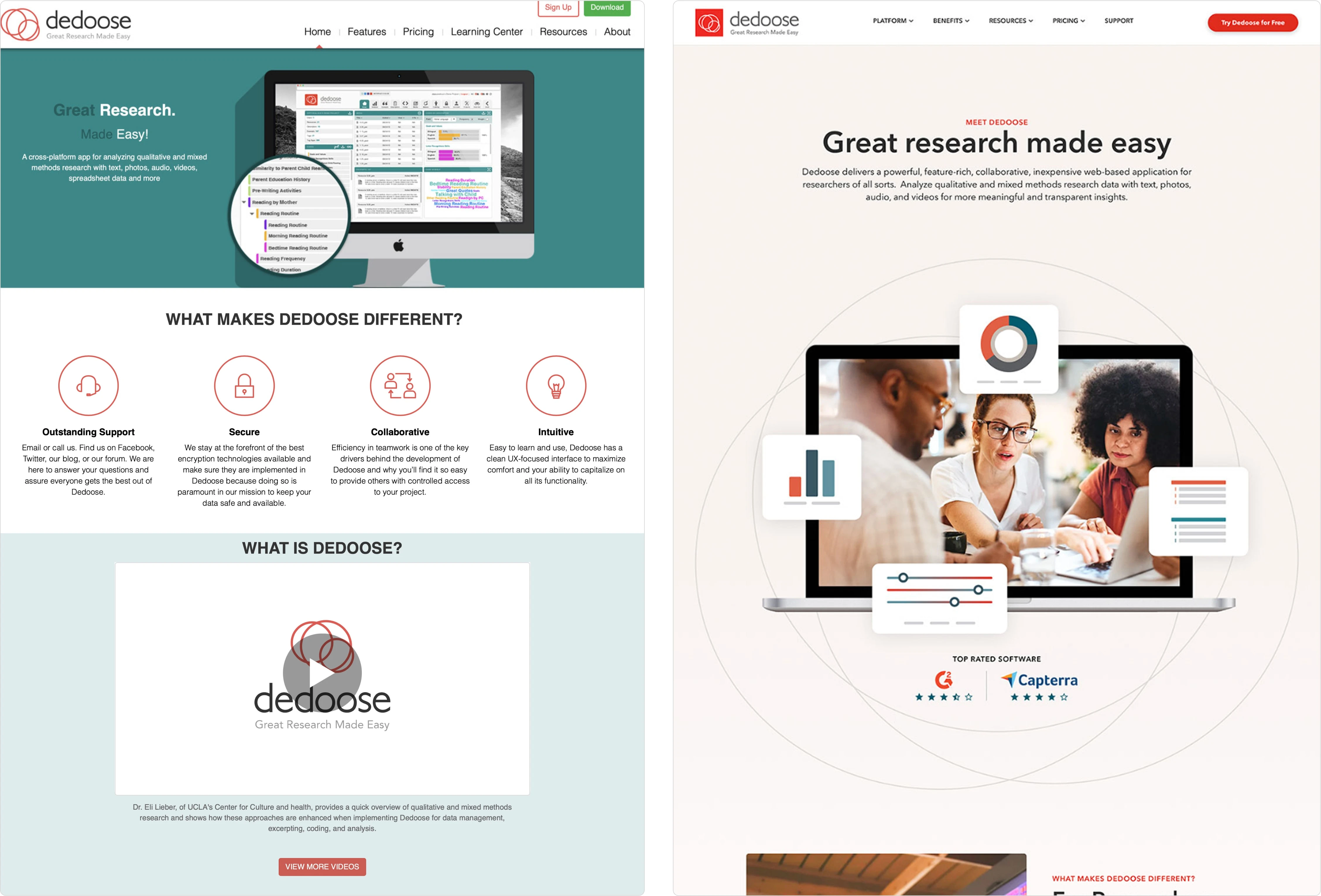 Old Homepage (left)  and New Homepage Design (right)