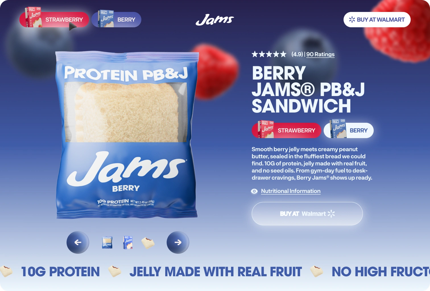 JAMS Berry Product Display Page Hero