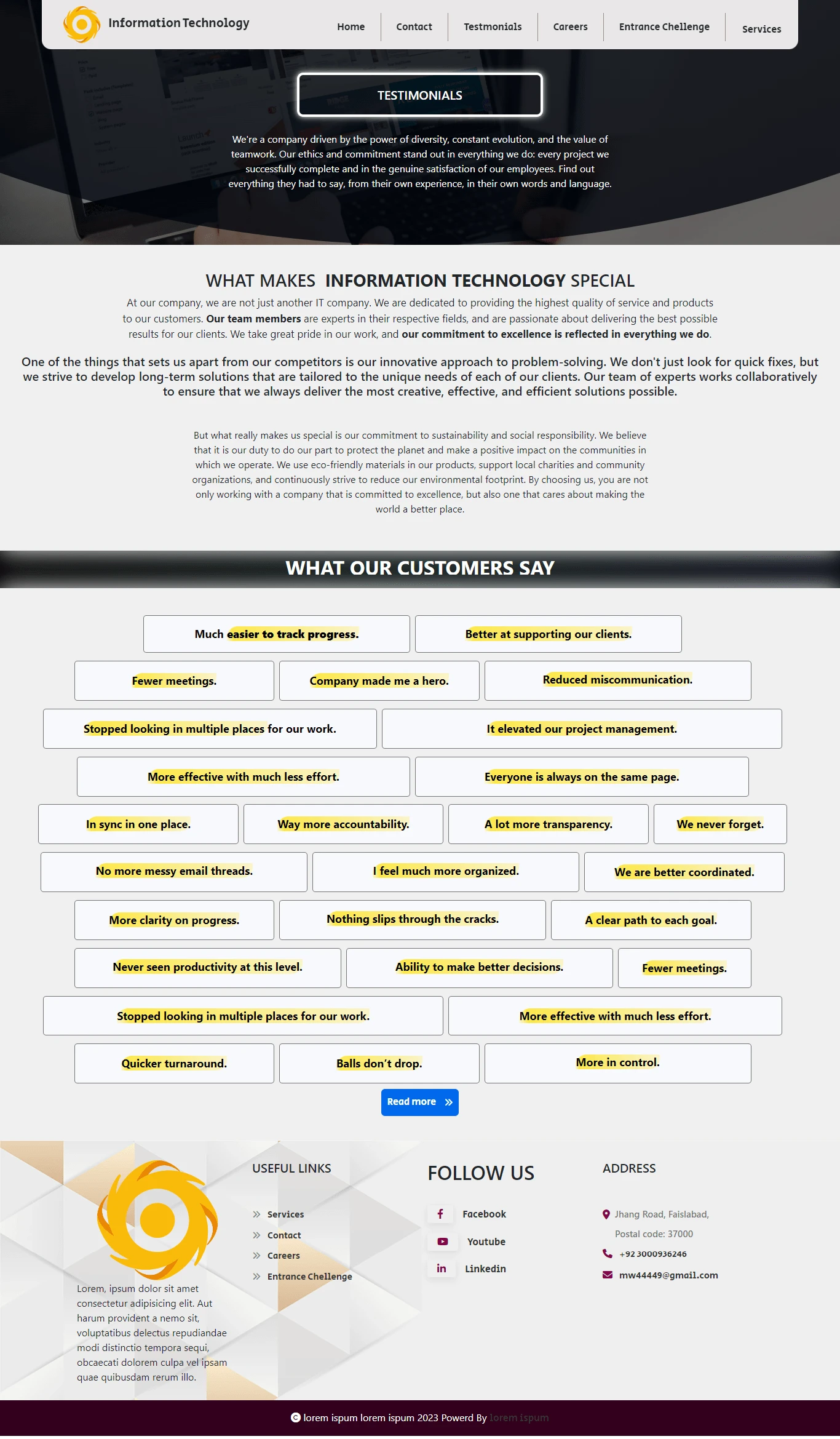 Testimonials Page