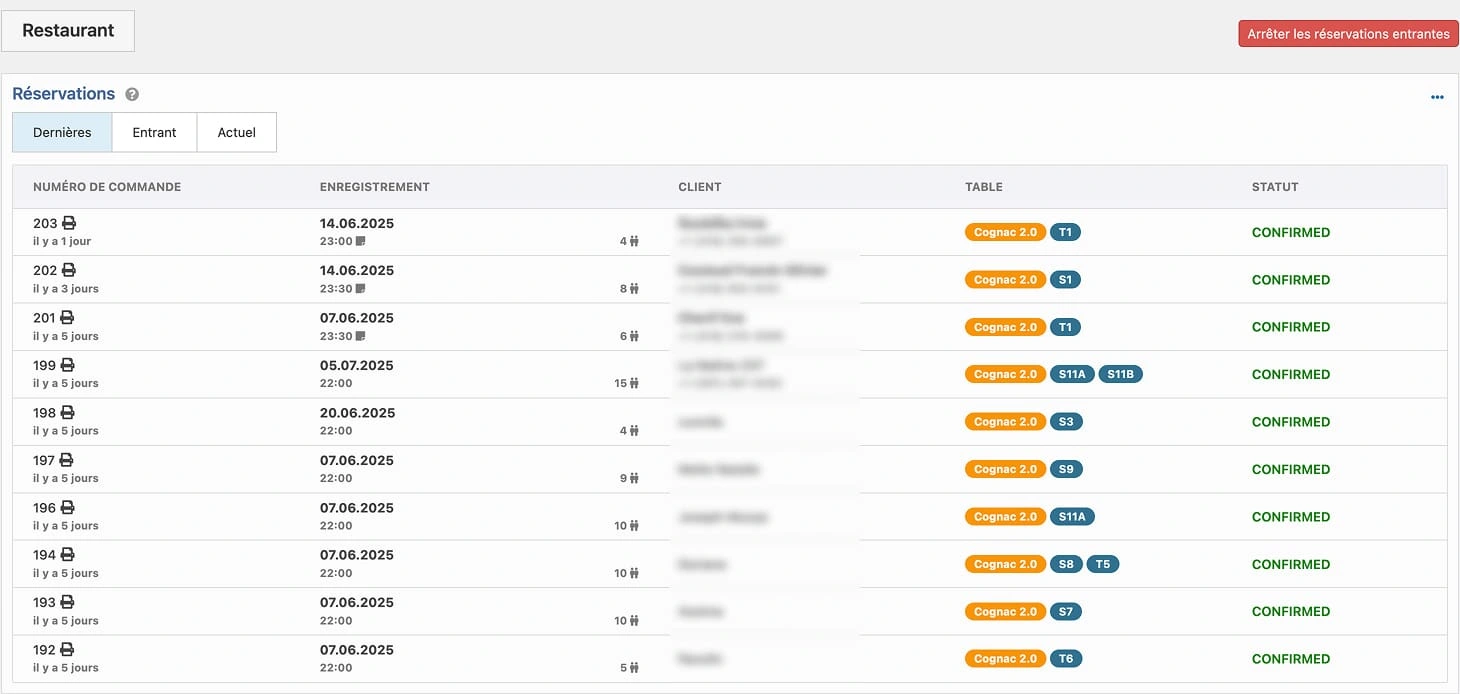 booking management system to streamline table and lounge reservations