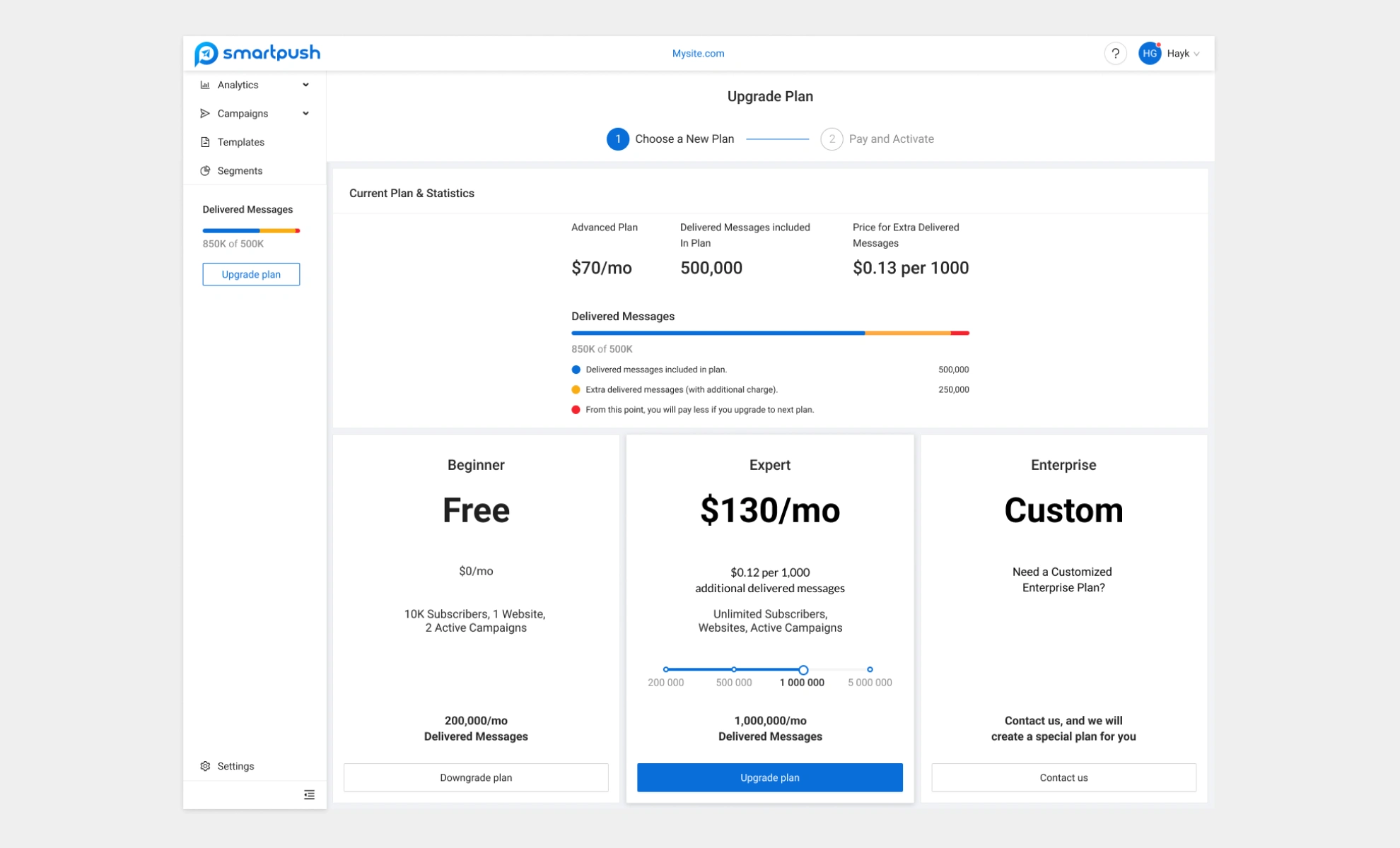 New pricing plan flow
