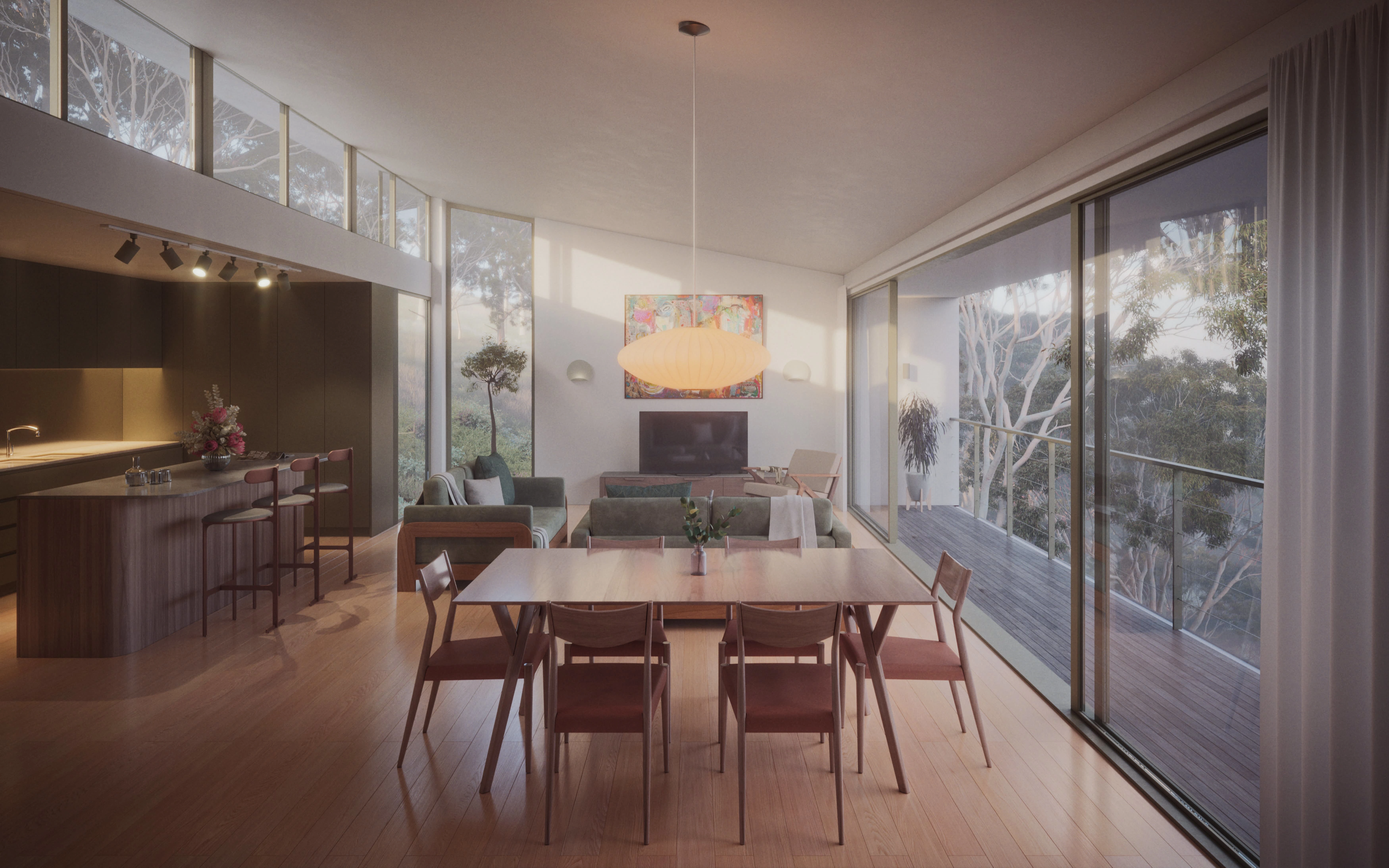 Interior Living Room & Kitchen