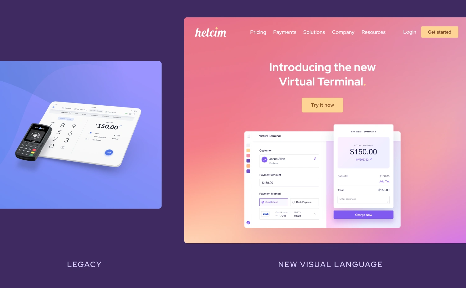 Before and after the brand transitioned to the new visual language