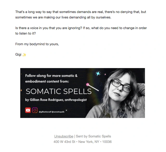 a snippet of an email I worked on