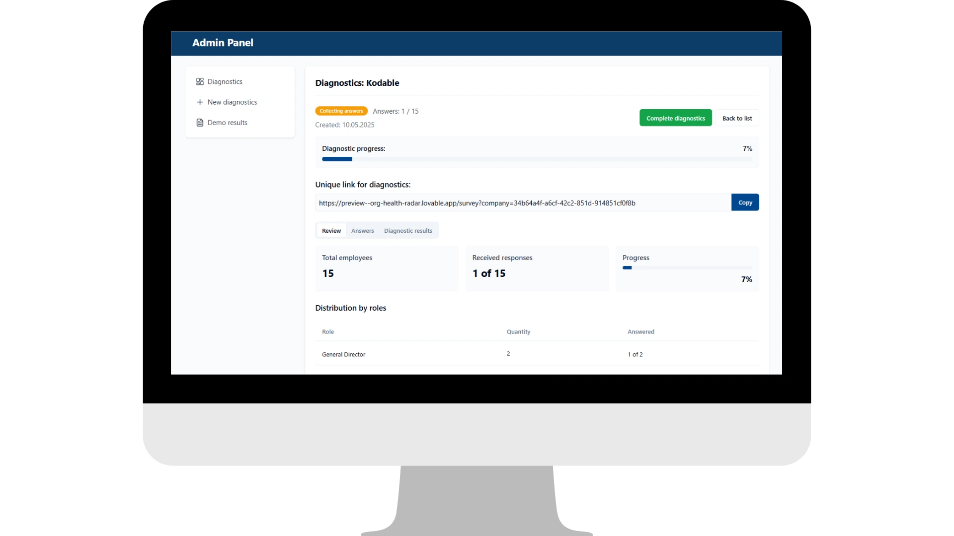 Admin Panel – Company Statistics & Details