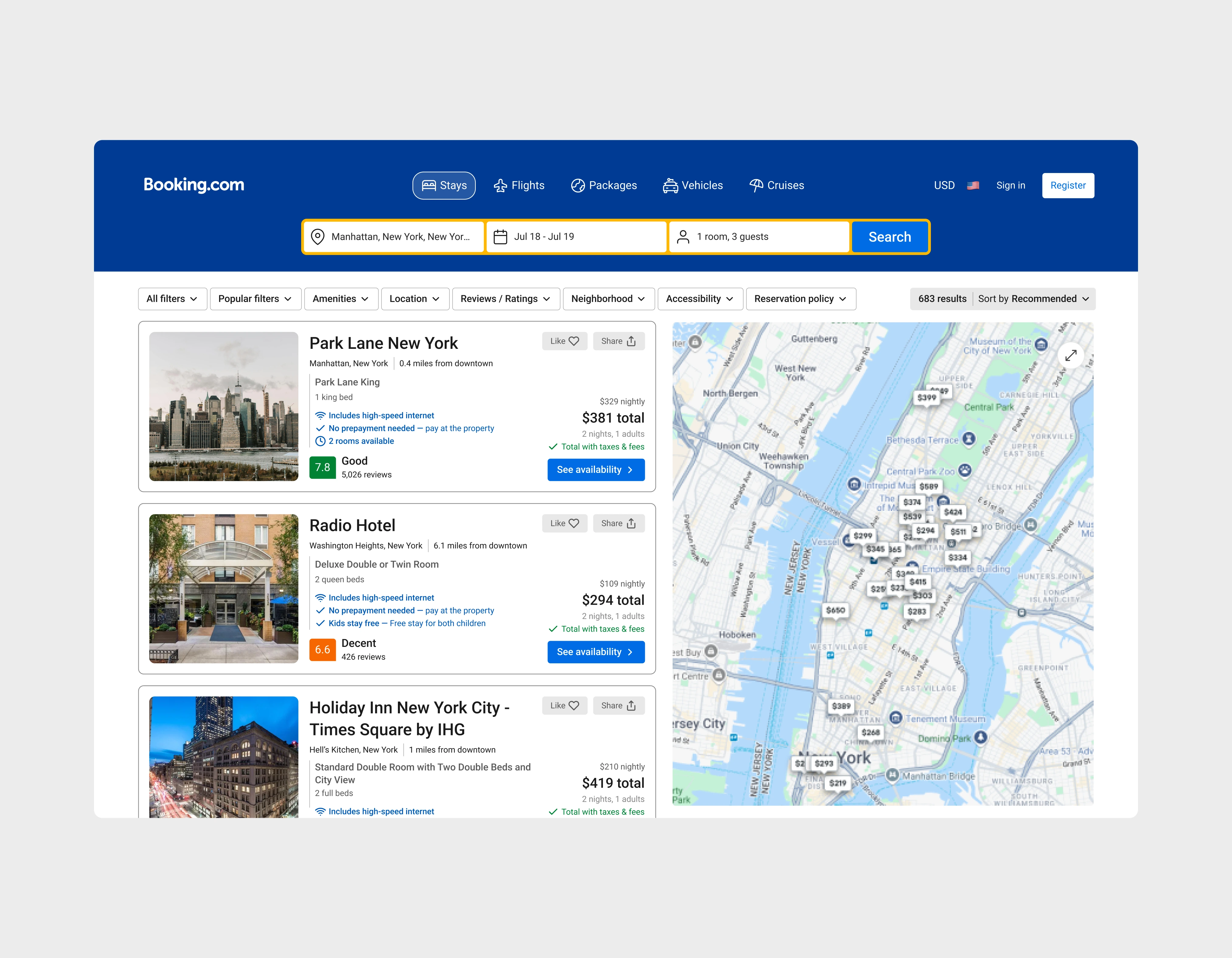 Redesigned Search Result Page