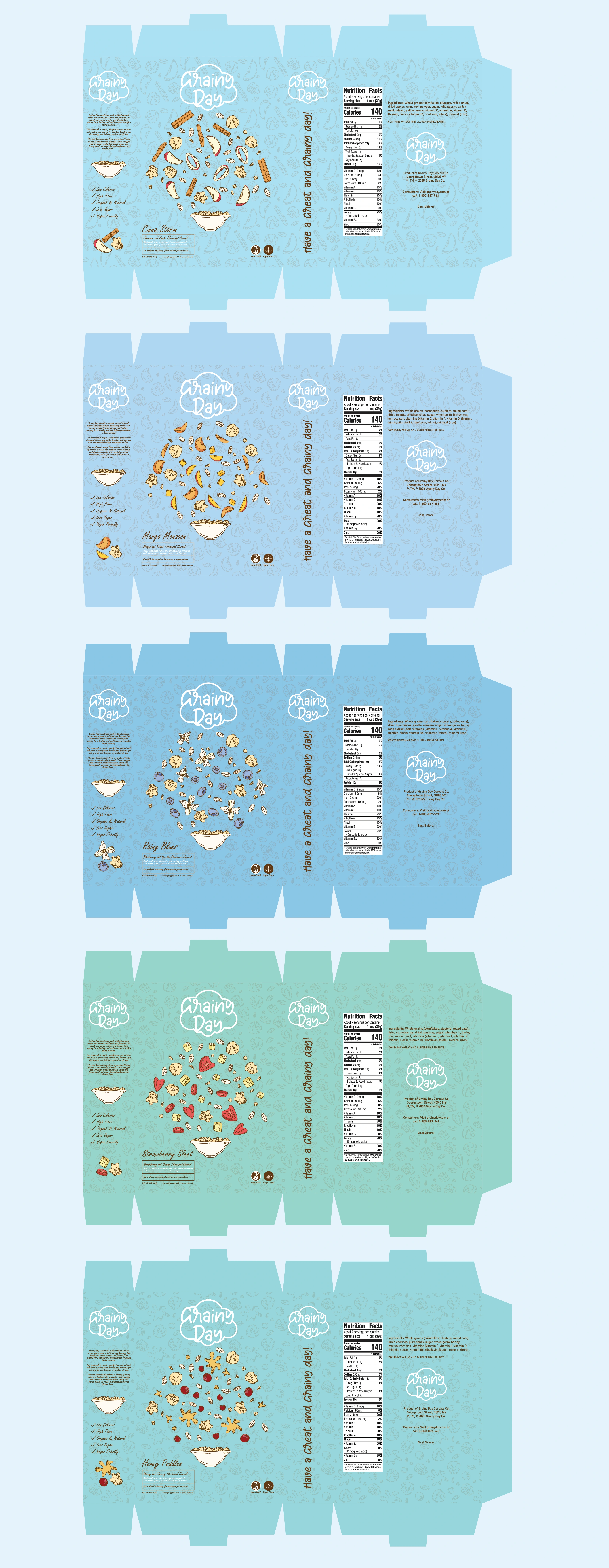 Full layout of the box designs