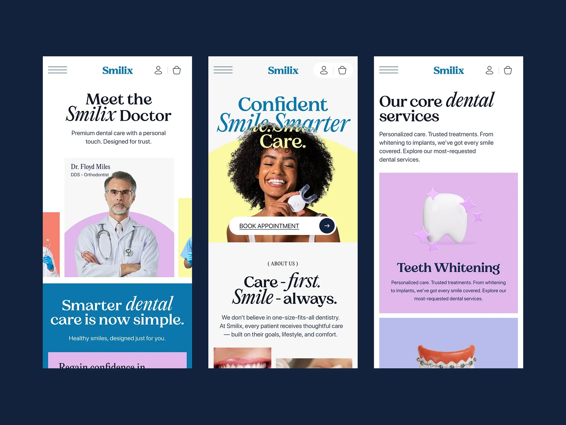 Smilix — Dental Care Web Design | Awaiz Kazi

