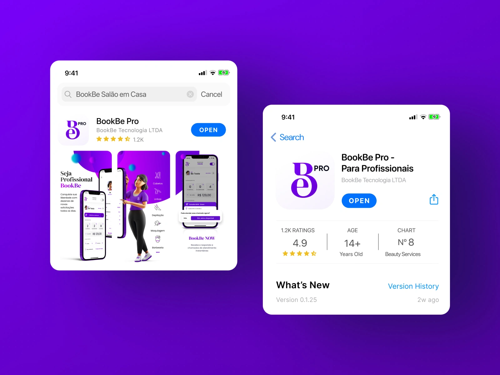 Professional-facing app for service providers to manage their business