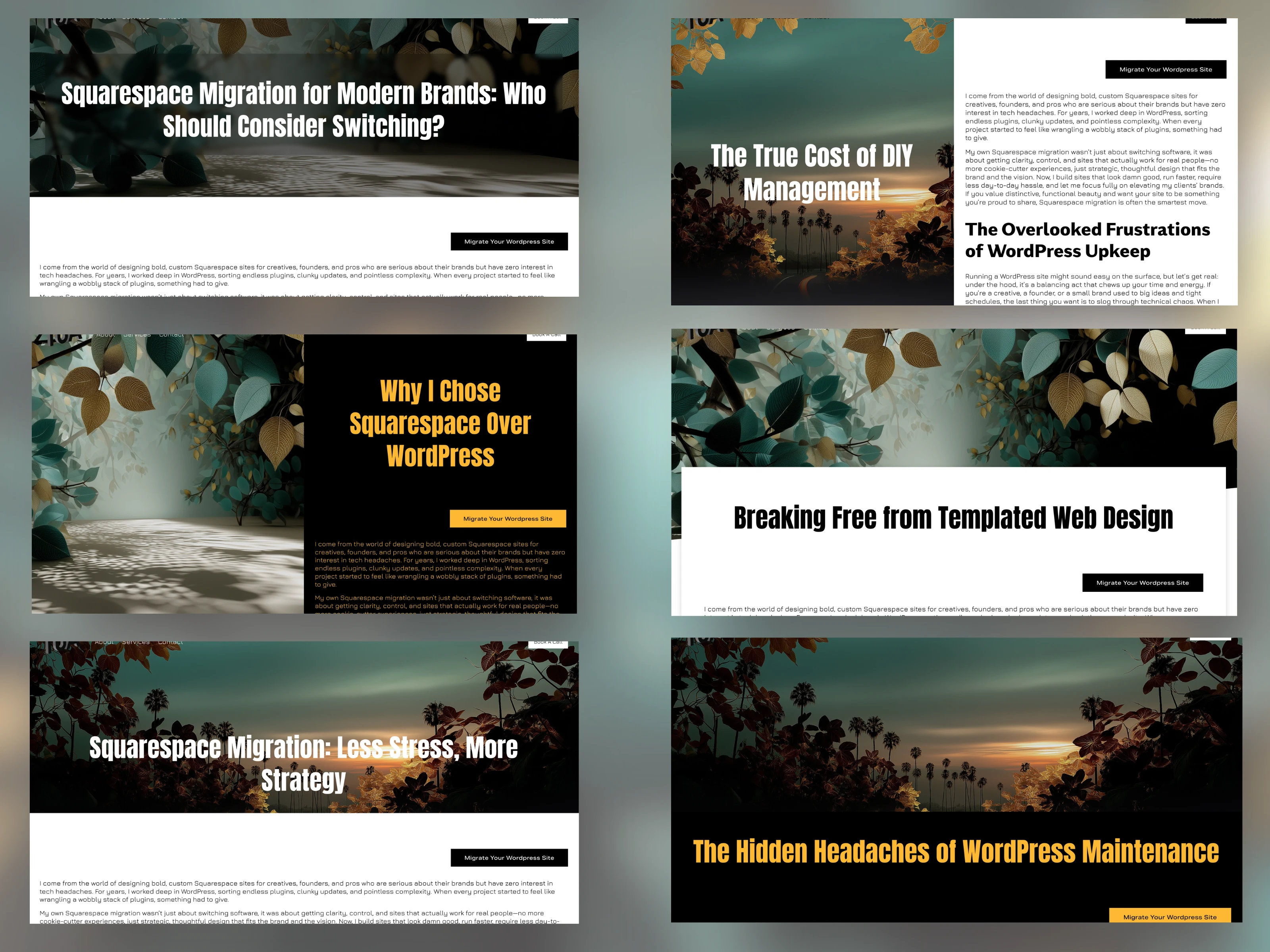 Bold split headers and sticky blog styles keep key messages front and center, easy to read and impossible to miss.