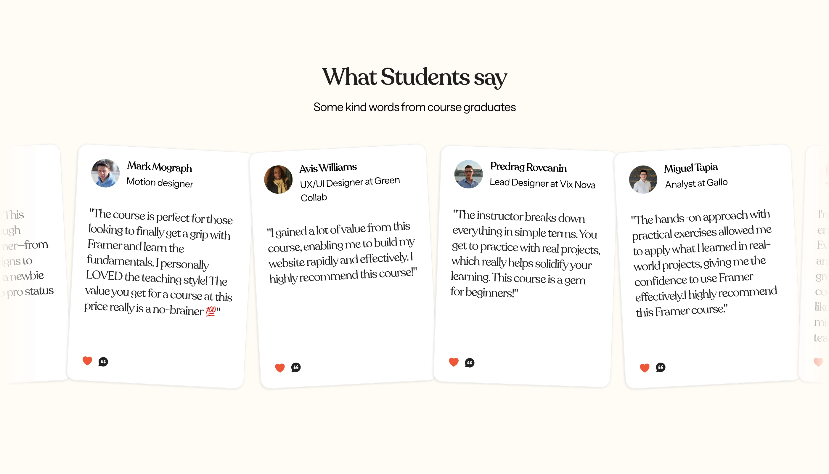 Testimonials section